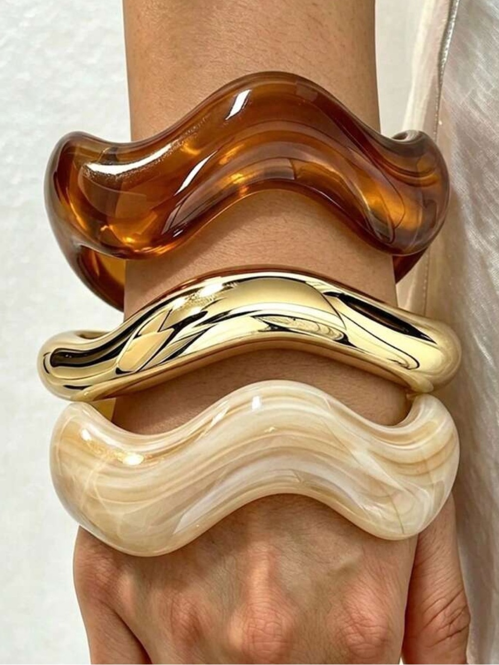 Sculptural Luxe Wave Cuff Bracelet